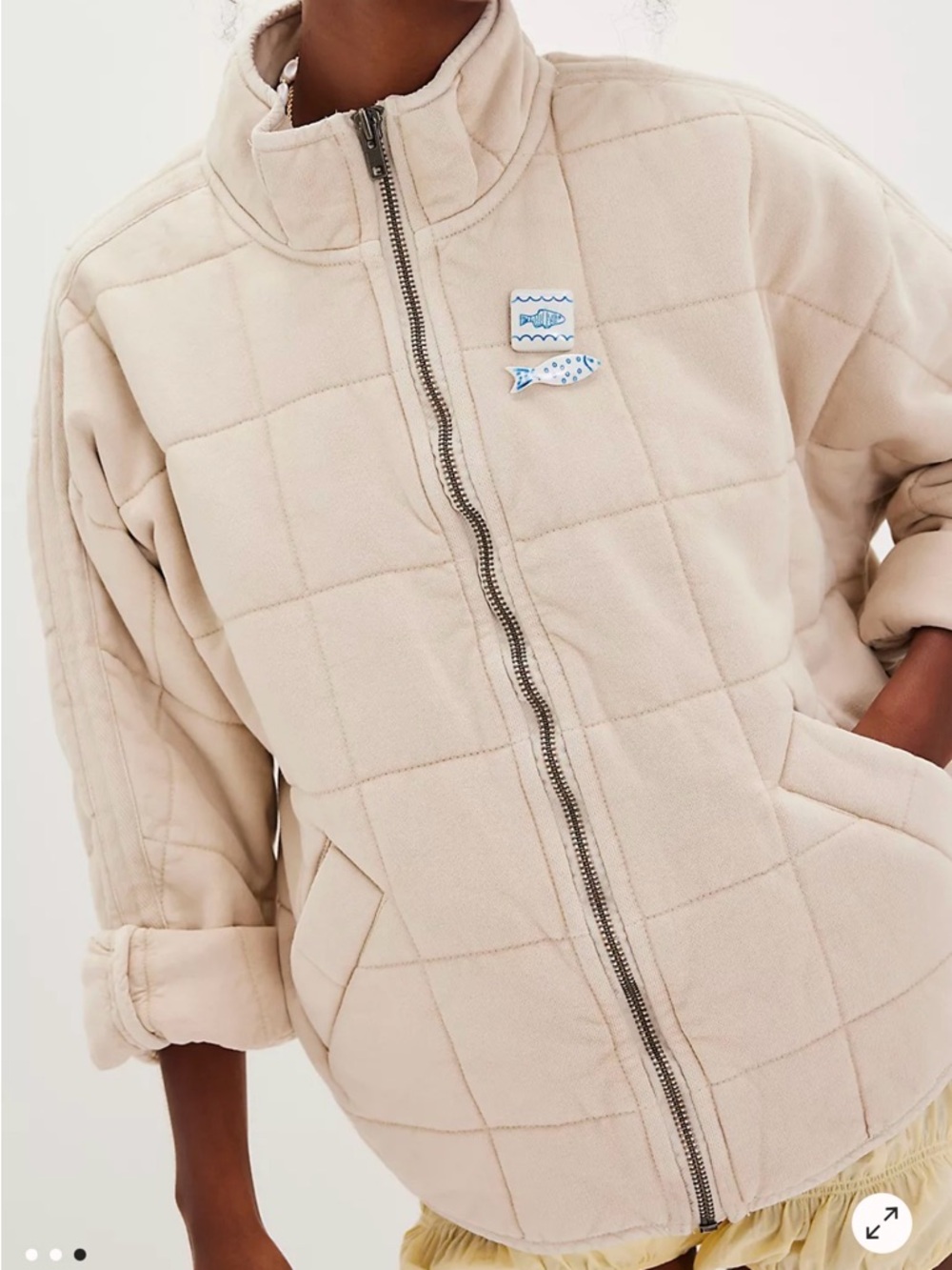 Free People Light Tan Quilted  Jacket